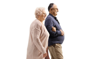 Sticker - Elderly woman holding a man under arm