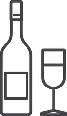 Wall Mural - Wine bottle and glass icon. Alchohol drinking symbol