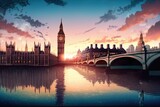 Fototapeta Londyn - city at sunset