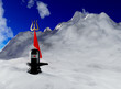 Indian Festival Maha Shivratri Shivling with Trishul in Snow Mountain - 3D Illustration Render