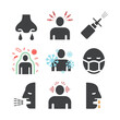 Rhinitis icons set. Symptoms, Treatment. icons set. Vector signs for web graphics.