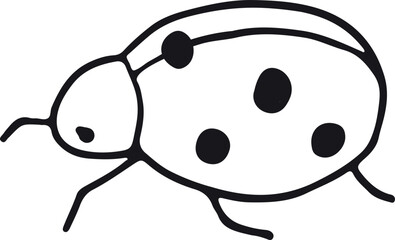 Sticker - Ladybug doodle. Beetle sketch. Ladybird line drawing