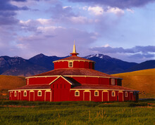 Agriculture - Well Preserved Round Red Barn, Circa 1880