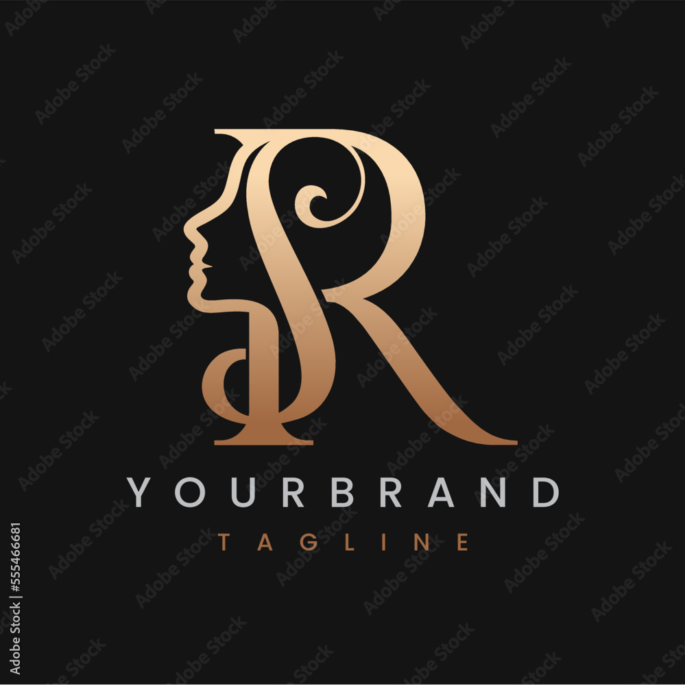 Classic Letter R Beauty Women Face Logo Stock Vector | Adobe Stock