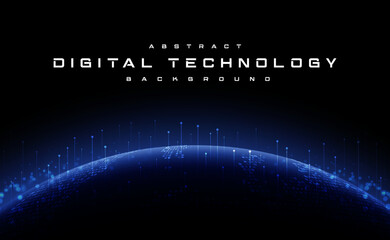digital technology worldwide global network internet connection blue background, abstract cyber tech