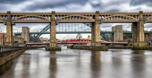Bridges Across River Tyne At Newcastle And Gateshead; Newcastle Upon Tyne, Tyne And Wear, England