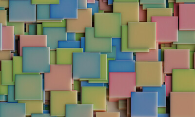 Wall Mural - Abstract digital wallpaper design of cubes on a plane with intersecting geometry . Subsurface scattering . 3d render. Three dimensional. Beautiful office illustration of mosaic tiles