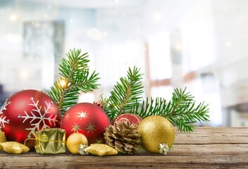 Wall Mural - christmas beautiful tree decorations for holiday
