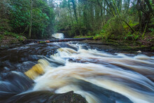 Cascades Of The Clare Glens River On A Cloudy Moody Day; County Tipperary, Ireland