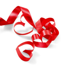 Canvas Print - Close up of  red ribbon on white background