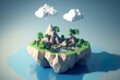 The cloudy island is beautiful. Having a low poly count. Generative AI