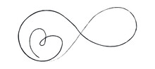 Black Thin Lines Two Hearts Love Infinity Symbol On White Background - Vector