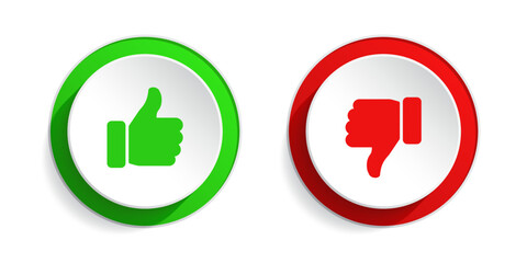 Wall Mural - thumb up and thumb down button set