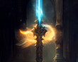 magic blue sword golden hilt