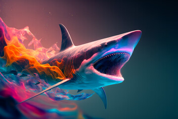 Wall Mural - Creative abstract Dangerous Shark.  Image created with Generative AI technology.