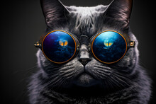 Funny Cat In Stylish Sunglasses.  Image Created With Generative AI Technology.