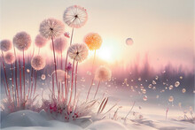 Dandelion And Snow. Generative Ai