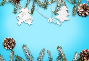 Sticker - Christmas beautiful tree decorations for holiday