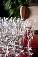 Wall Mural - beautiful wine glasses in restaurant