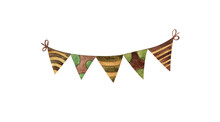 A Festive Garland Of Flags In Brown Tones A Watercolor Illustration Is Isolated On A White Background