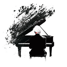 Illustration Of Silhouette Man Playing Piano, Vector Art