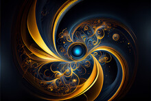 Gold And Blue Magical Background Ideal For Mystic, Astrology And Luxury Themes