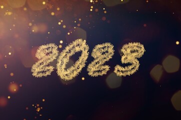 Wall Mural - New Year concept, 2023 sparkling number