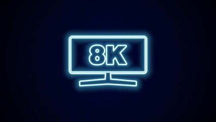 Poster - Glowing neon line Computer monitor icon isolated on black background. PC component sign. 4K Video motion graphic animation