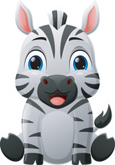 Sticker - Cute baby zebra cartoon sitting