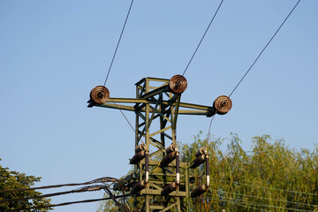 Electrical pylon with insulators