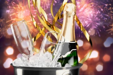 Wall Mural - New Year concept, Celebration Background with champagne