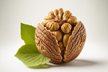 Sticker - On a white backdrop, a delicious walnut is isolated. Generative AI