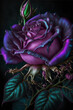 Beautiful Realistic Purple Rose, closeup view, art graphic wallpaper background