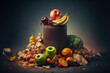 Food loss in the market or on the farm. In the garbage are spoiled, unsellable, decaying fruits. discarded produce that has gone bad. Concept of reducing food waste. Generative AI