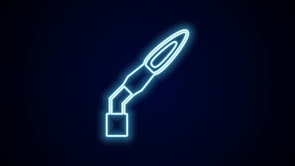 Canvas Print - Glowing neon line Welding torch icon isolated on black background. 4K Video motion graphic animation