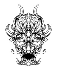 Wall Mural - premium vector | Japnese oni mask devil hand drawn illustration