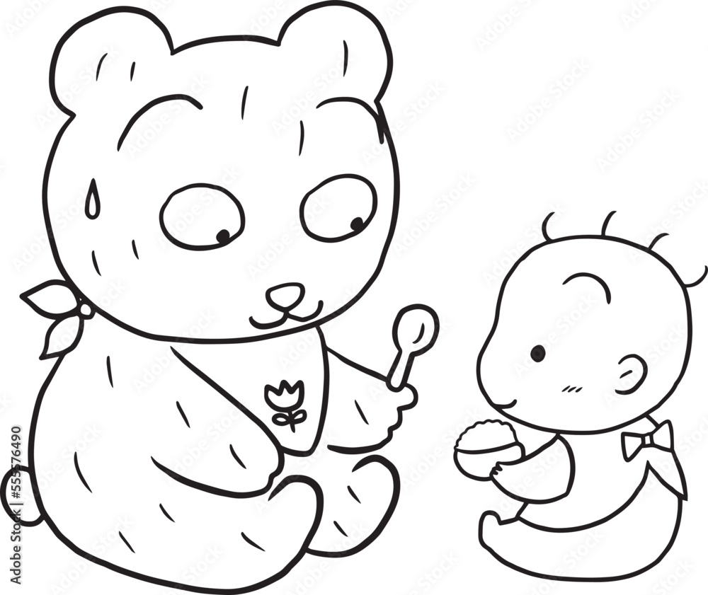 cartoon baby doodle kawaii anime coloring page cute illustration