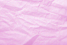 Abstract Pink Paper Crease Or Crumpled Texture Background , Top View , Flat Lay.