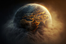Earth In Smog. Concept Of Global Warning, Climate Change And Dying Earth.