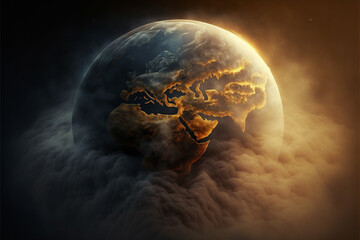 Wall Mural - Earth in smog. Concept of global warning, climate change and dying Earth.