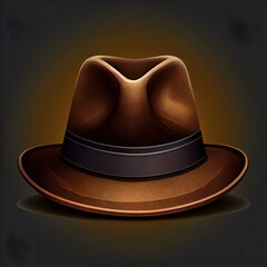  a brown hat with a black band around the brim and a brown band around the brim of the hat. Generative AI