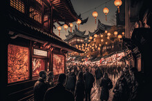 China's Shanghai On January 12, 2020, During The Lantern Festival And The Chinese New Year (the Year Of The Rat), Yuyuan Garden Was Filled With People. Generative AI