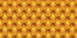Gold buttoned leather upholstery background - eps10 vector. Golden colored capitone leather surface. Seamless vector illustartion. Cushioned textile texture.