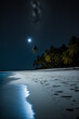 Island beach at the midnight, clear night sky, silent peace and calm
