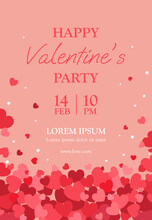 Valentines Day Party Banner With Confetti Hearts Design