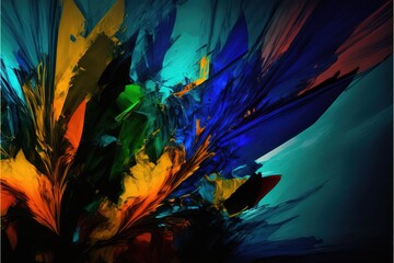 Wall Mural - 4K resolution or higher, abstract, full screen, oil paint, analogous colors. Generative AI Technology