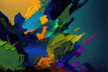 Wall Mural - 4K resolution or higher, abstract, full screen, oil paint, analogous colors. Generative AI Technology