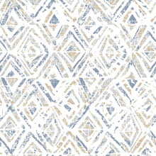 Diamond Textured Seamless Pattern. Decoration Cross Diamond Backdrop. Square Graphic Background. Blue Grey Vintage Pattern.