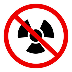 Nuclear weapons use prohibition sign. Vector.