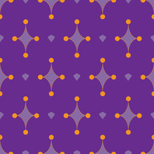 Vector Purple Seamless Pattern Background Diamonds And Petals .